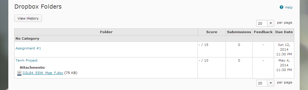 Desire2Learn Dropbox Folders